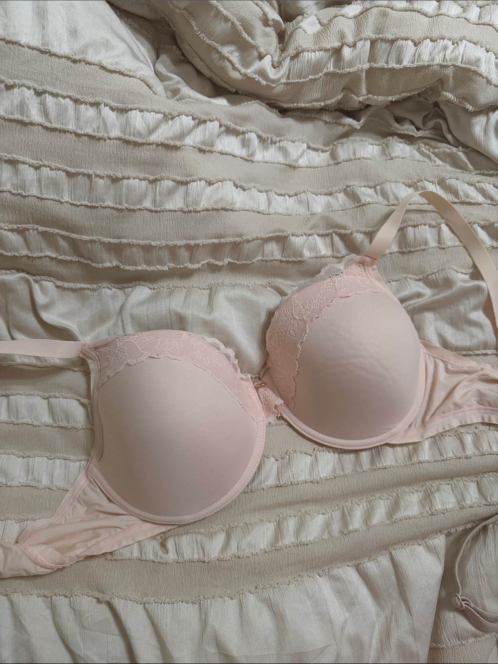 Natori Light Pink Lace Trim T-Shirt Bra - Women Intimates